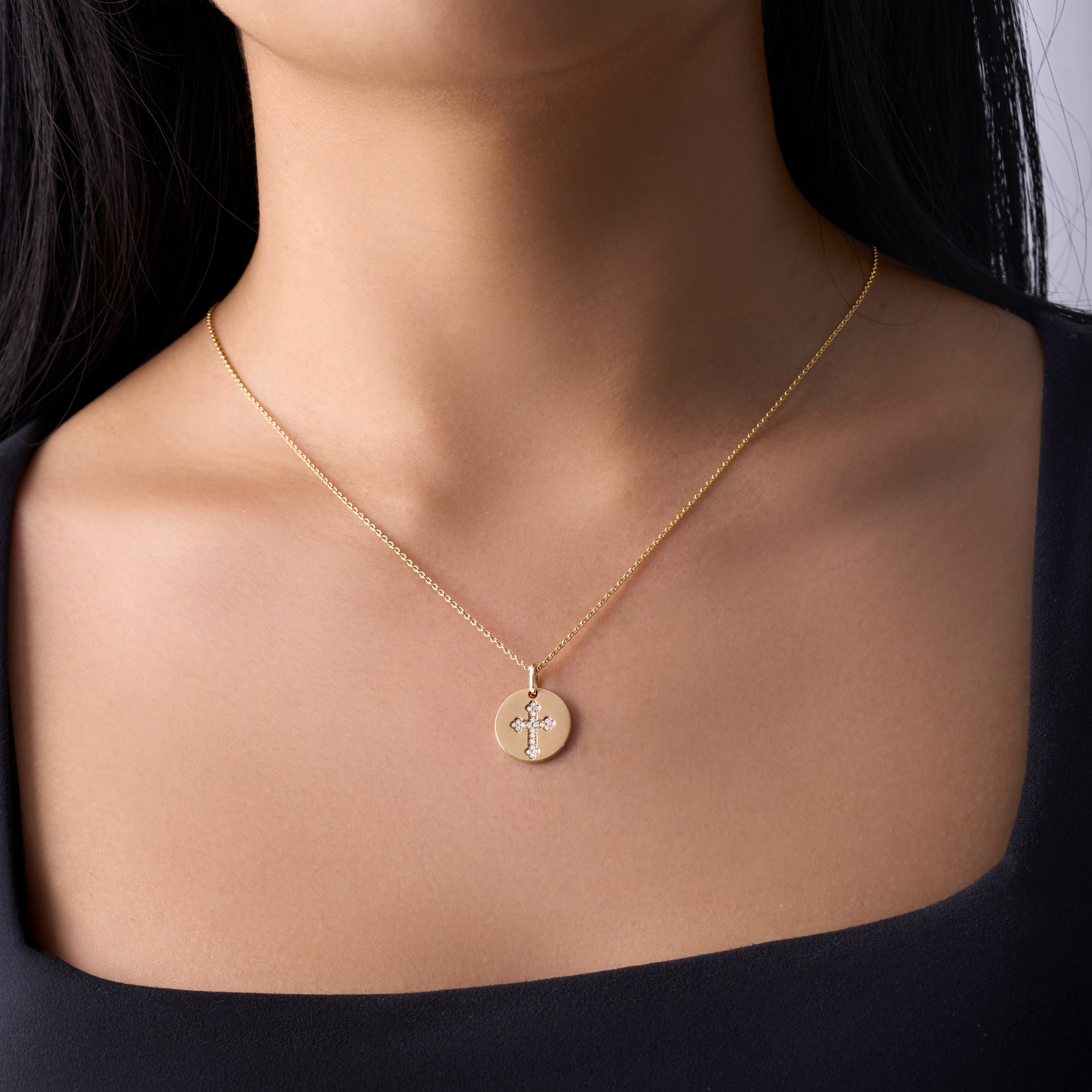 Diamond Coin Cross Pendant - Happy Jewelers Fine Jewelry Lifetime Warranty