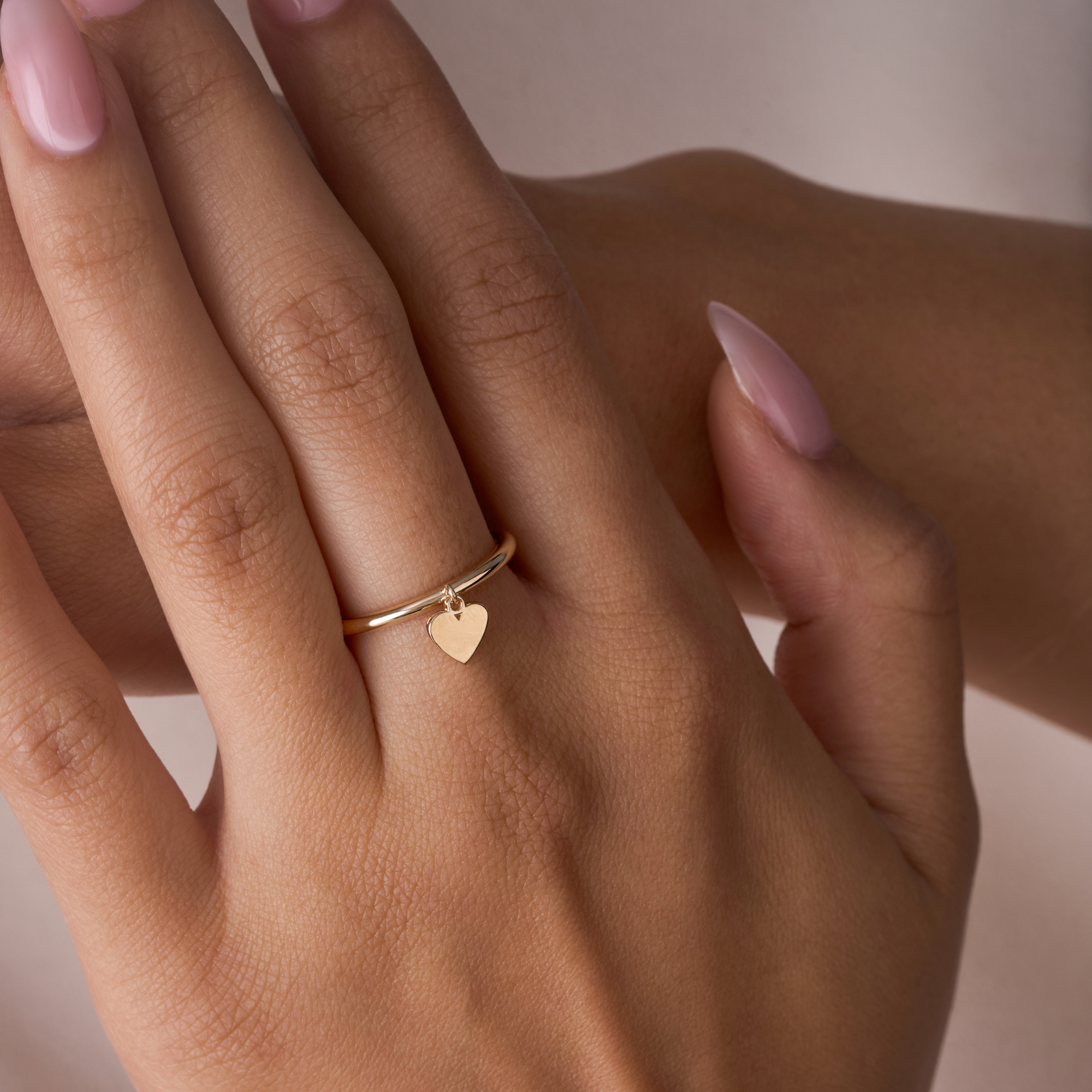 Engravable Heart Charm Ring