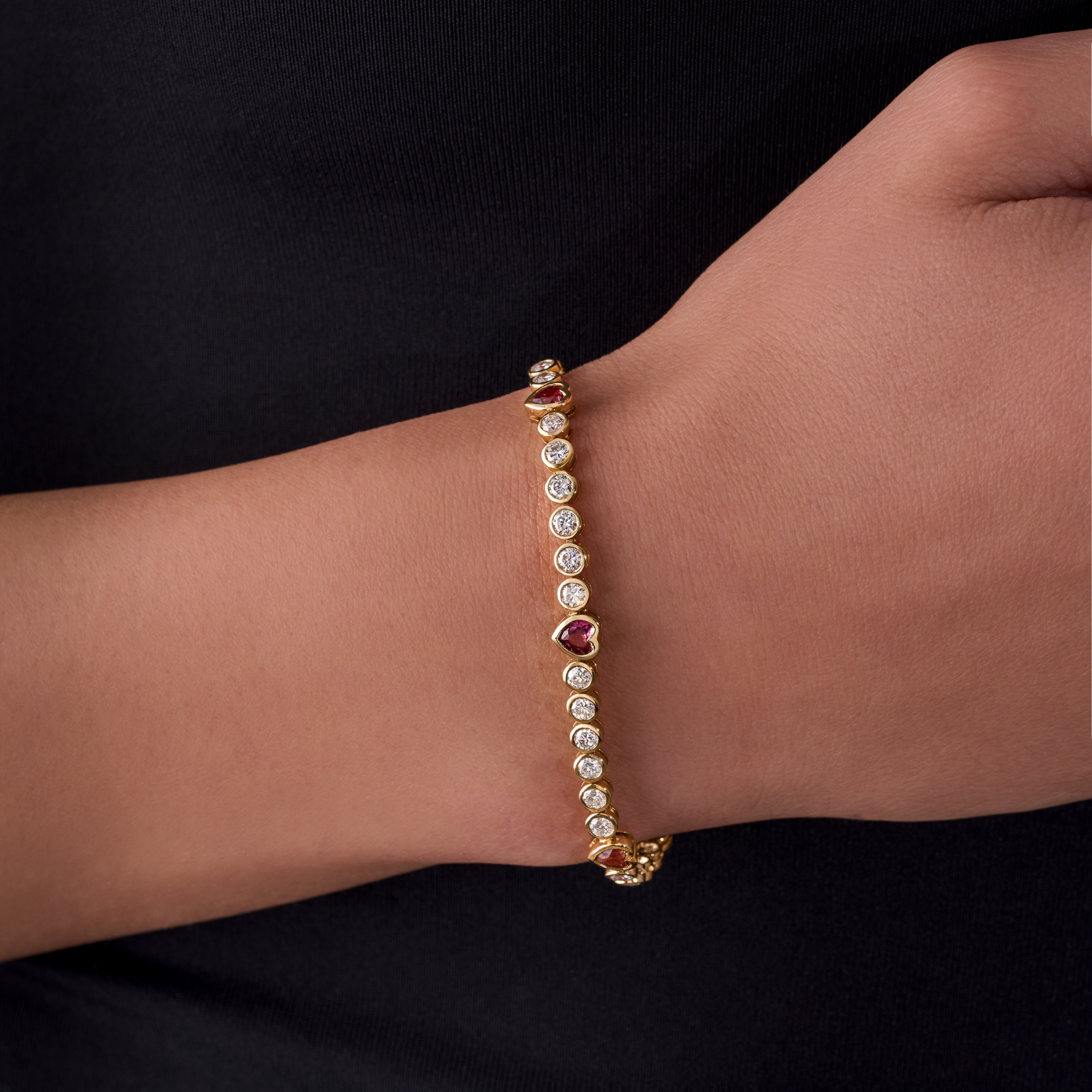Diamond and Pink Heart Tennis Bracelet - Happy Jewelers Fine Jewelry Lifetime Warranty