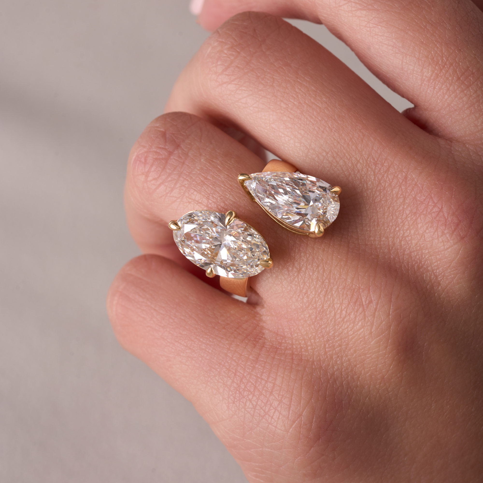 Oval and Pear Toi et Moi Lab Diamond Engagement Ring - Happy Jewelers Fine Jewelry Lifetime Warranty