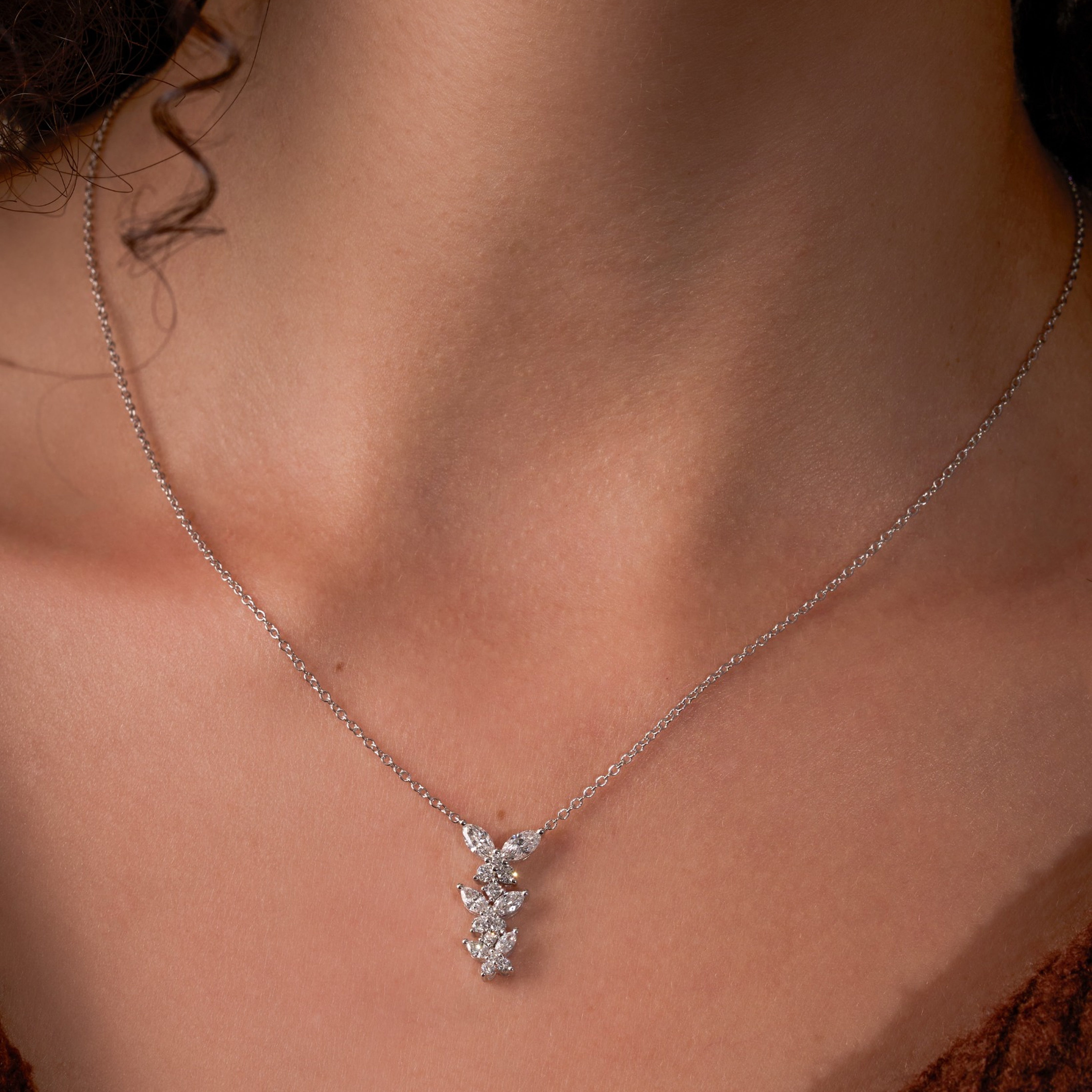 3 Lab Diamond Butterfly Drop Necklace - Happy Jewelers Fine Jewelry Lifetime Warranty
