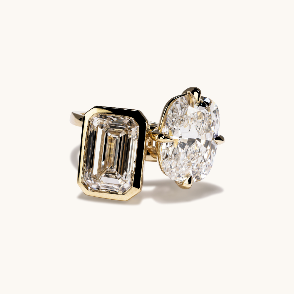 Emerald and Cushion Toi et Moi Lab Diamond Engagement Ring - Happy Jewelers Fine Jewelry Lifetime Warranty