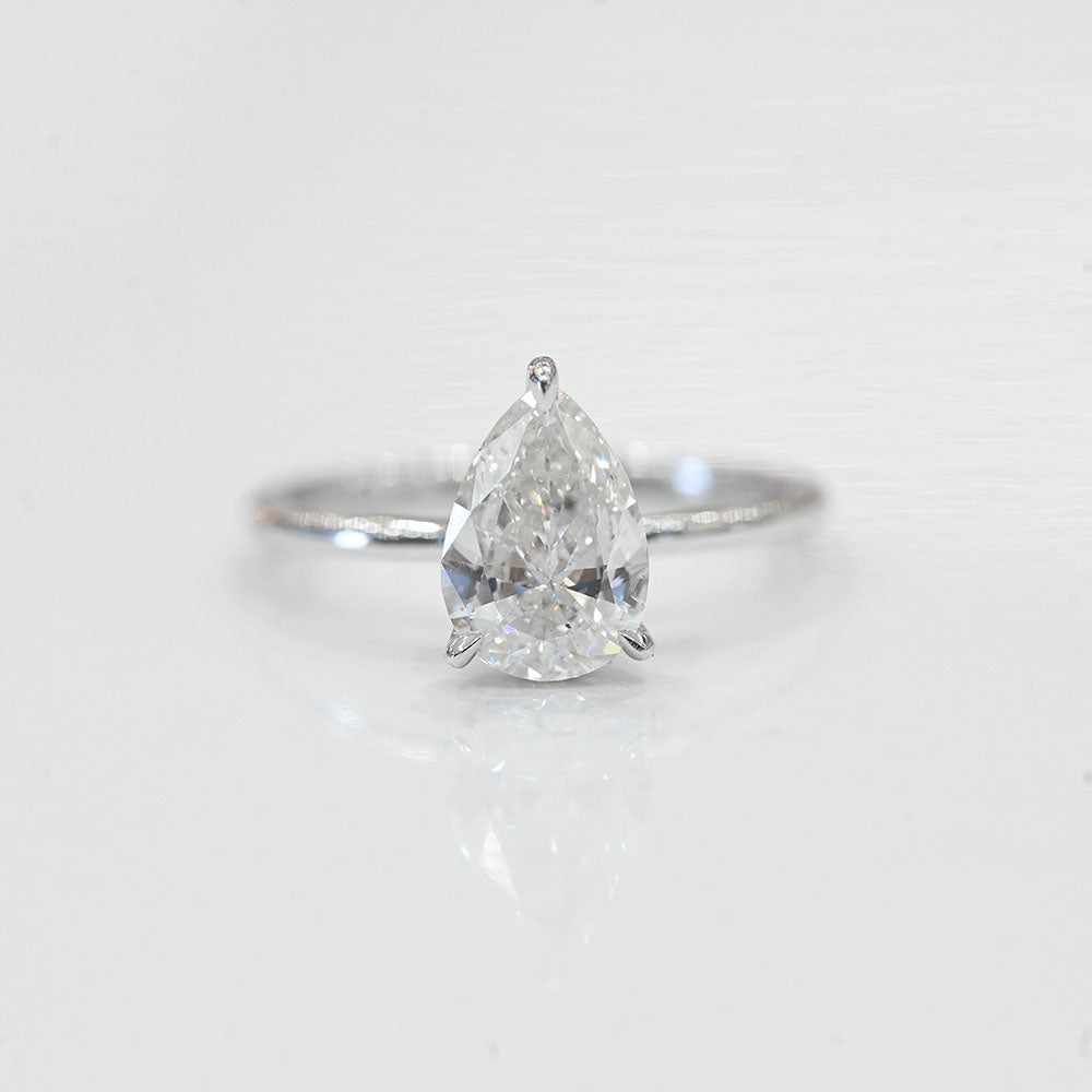 1.55 Carat Pear Natural Diamond Engagement Ring with Hidden Halo - Happy Jewelers Fine Jewelry Lifetime Warranty