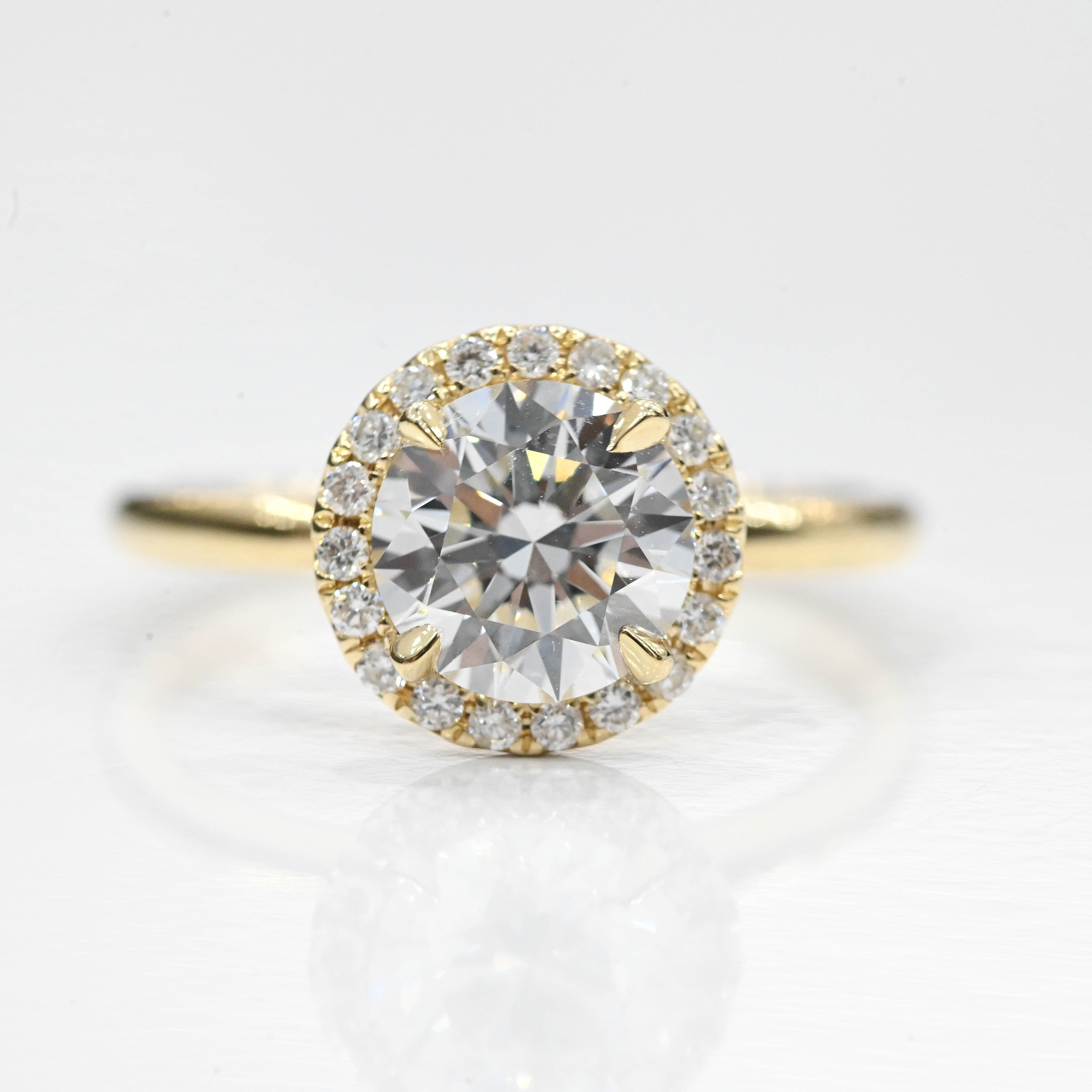 1.70 Carat Round Lab Created Solitaire Engagement Ring with Halo - Happy Jewelers Fine Jewelry Lifetime Warranty