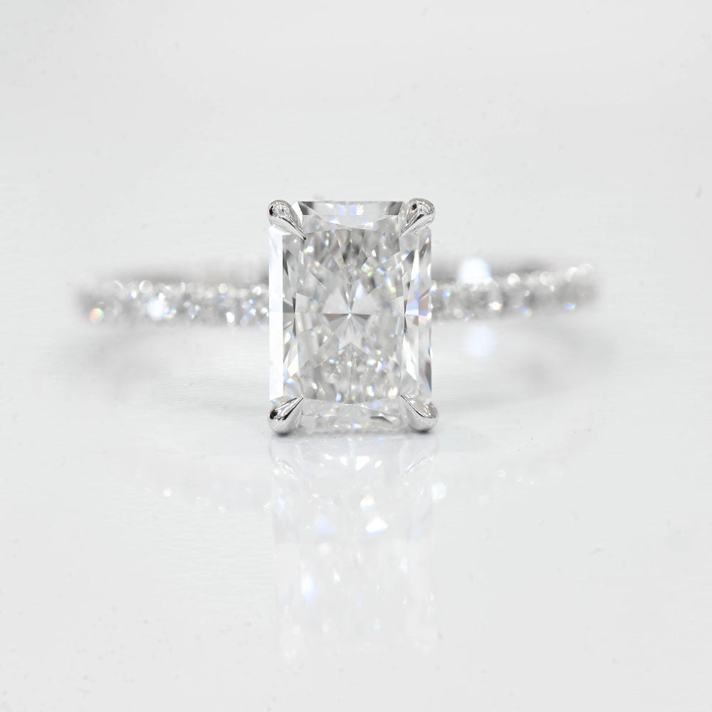 2.01 Carat Radiant Lab Created Diamond Engagement Ring with Hidden Halo - Happy Jewelers Fine Jewelry Lifetime Warranty