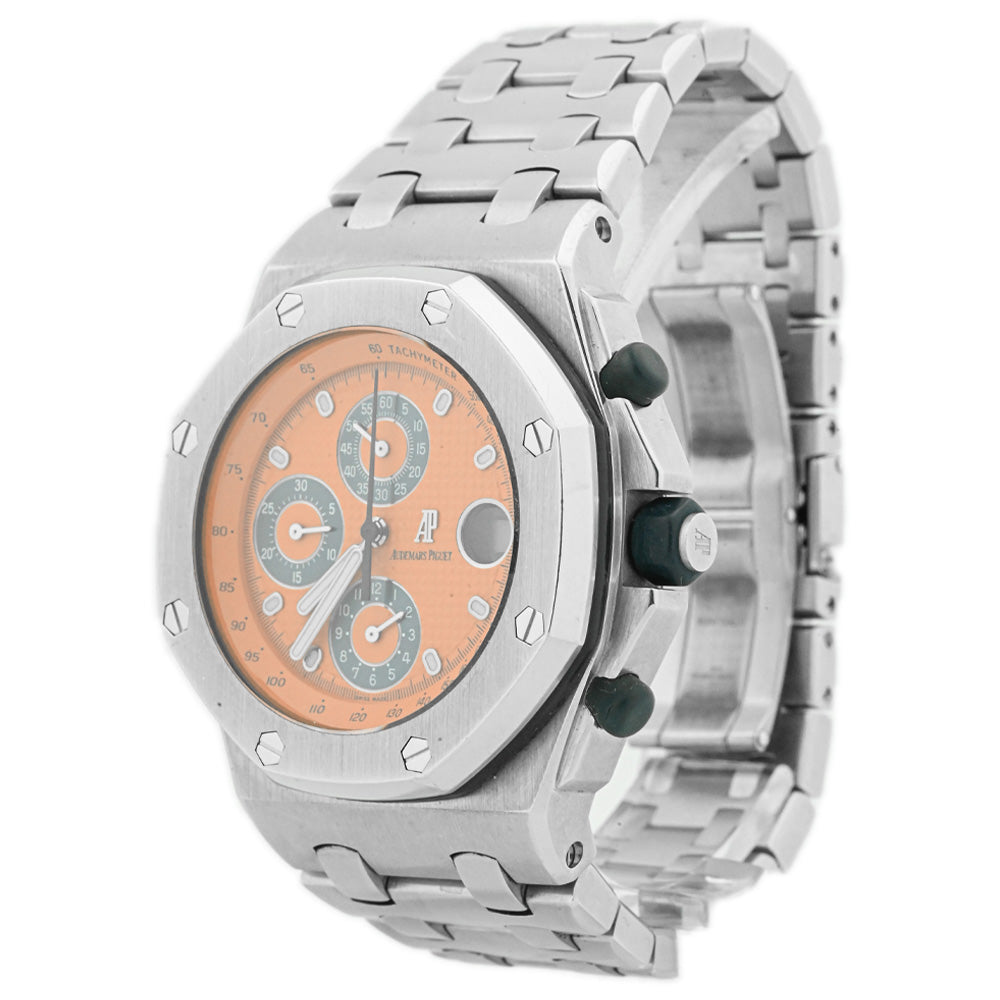Audemars Piguet Men's Royal Oak Offshore Stainless Steel 42mm Factory Orange Chronograph Stick Dial Watch Reference #: 25721ST.OO.1000ST.01 - Happy Jewelers Fine Jewelry Lifetime Warranty