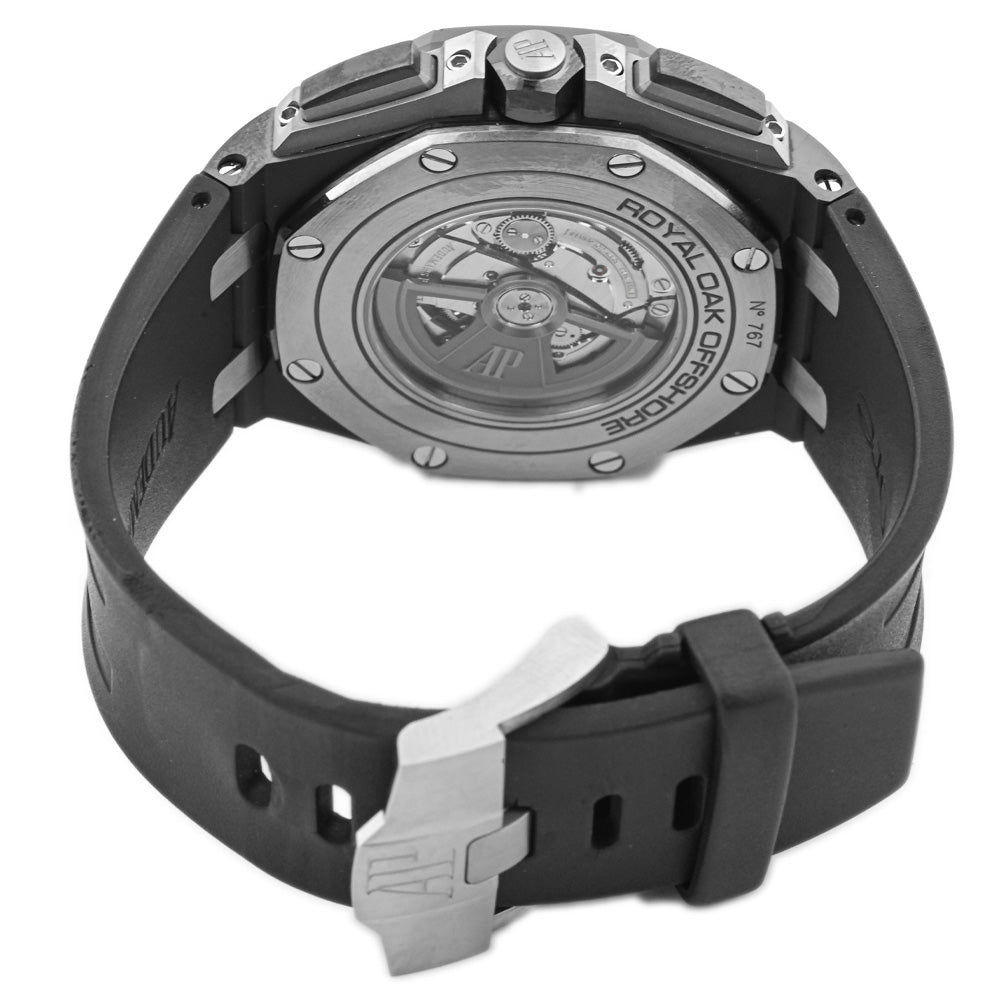 Audemars Piguet Men's Royal Oak Offshore Titanium 44mm “Méga Tapisserie” Anthracite Stick Dial Watch Reference #: 26405CE.OO.A002CA.01 - Happy Jewelers Fine Jewelry Lifetime Warranty