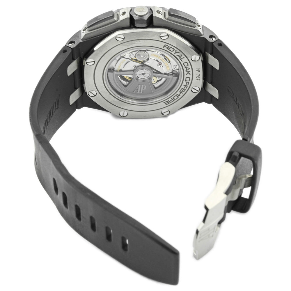 Audemars Piguet Men's Royal Oak Offshore Titanium 44mm “Méga Tapisserie” Anthracite Stick Dial Watch Reference #: 26405CE.OO.A002CA.01 - Happy Jewelers Fine Jewelry Lifetime Warranty
