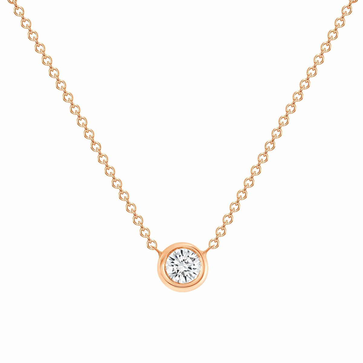 Bezel solitaire hot sale diamond necklace