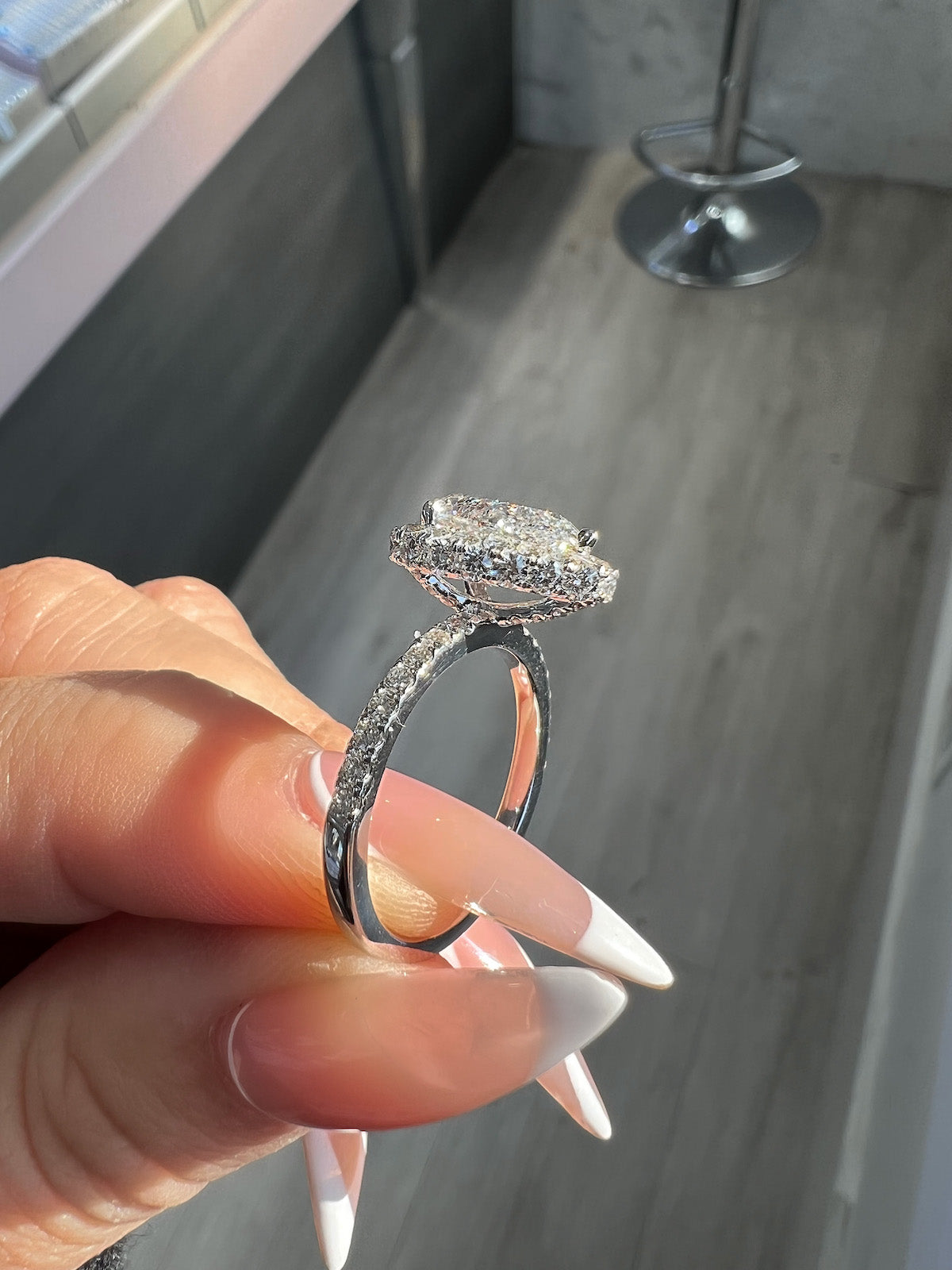 2.00 Pear Shape Halo Lab Created Diamond Engagement Ring - Happy Jewelers Fine Jewelry Lifetime Warranty