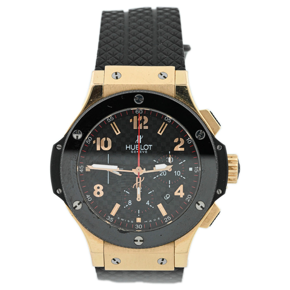 Hublot Men's Big Bang 18K Red Gold 44mm Black Checkerboard Dial Watch Reference #: 301.PB.131.RX - Happy Jewelers Fine Jewelry Lifetime Warranty