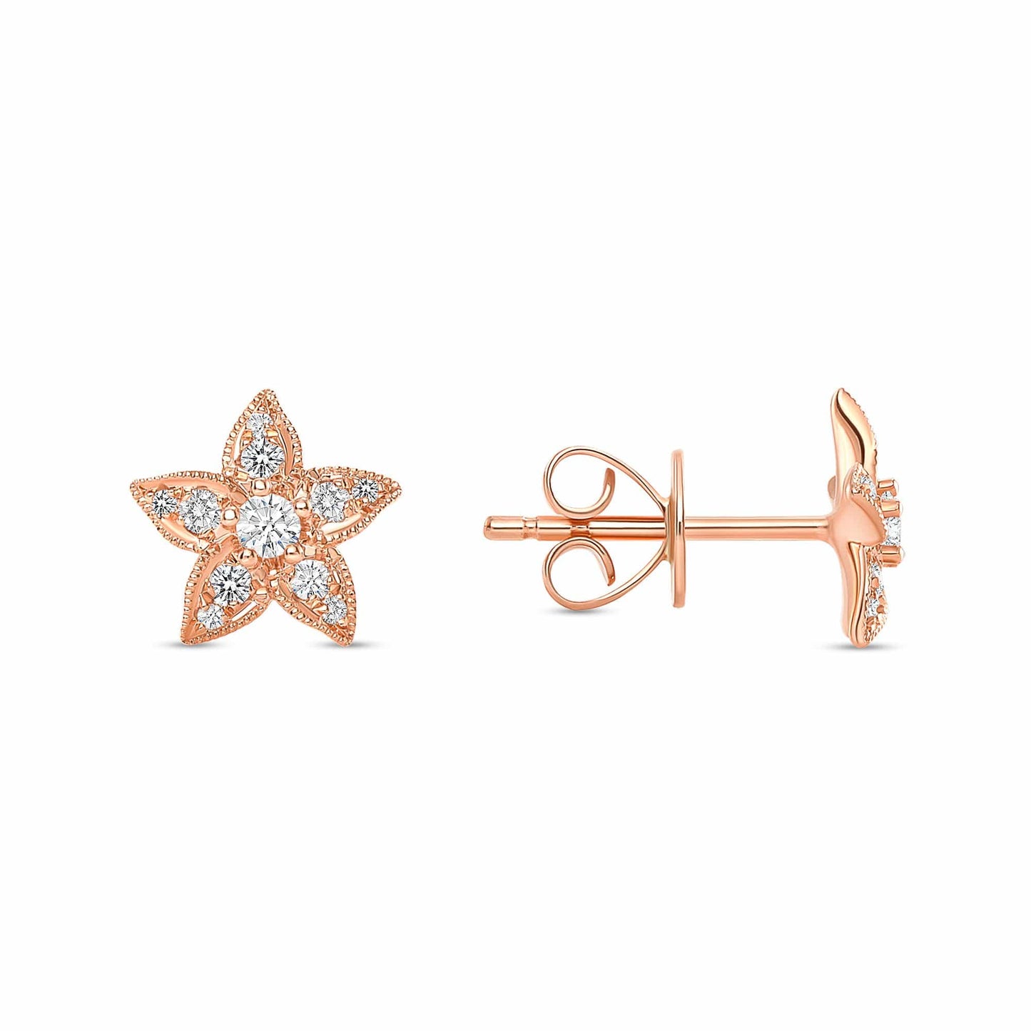 Star Flower Diamond Stud - Happy Jewelers Fine Jewelry Lifetime Warranty