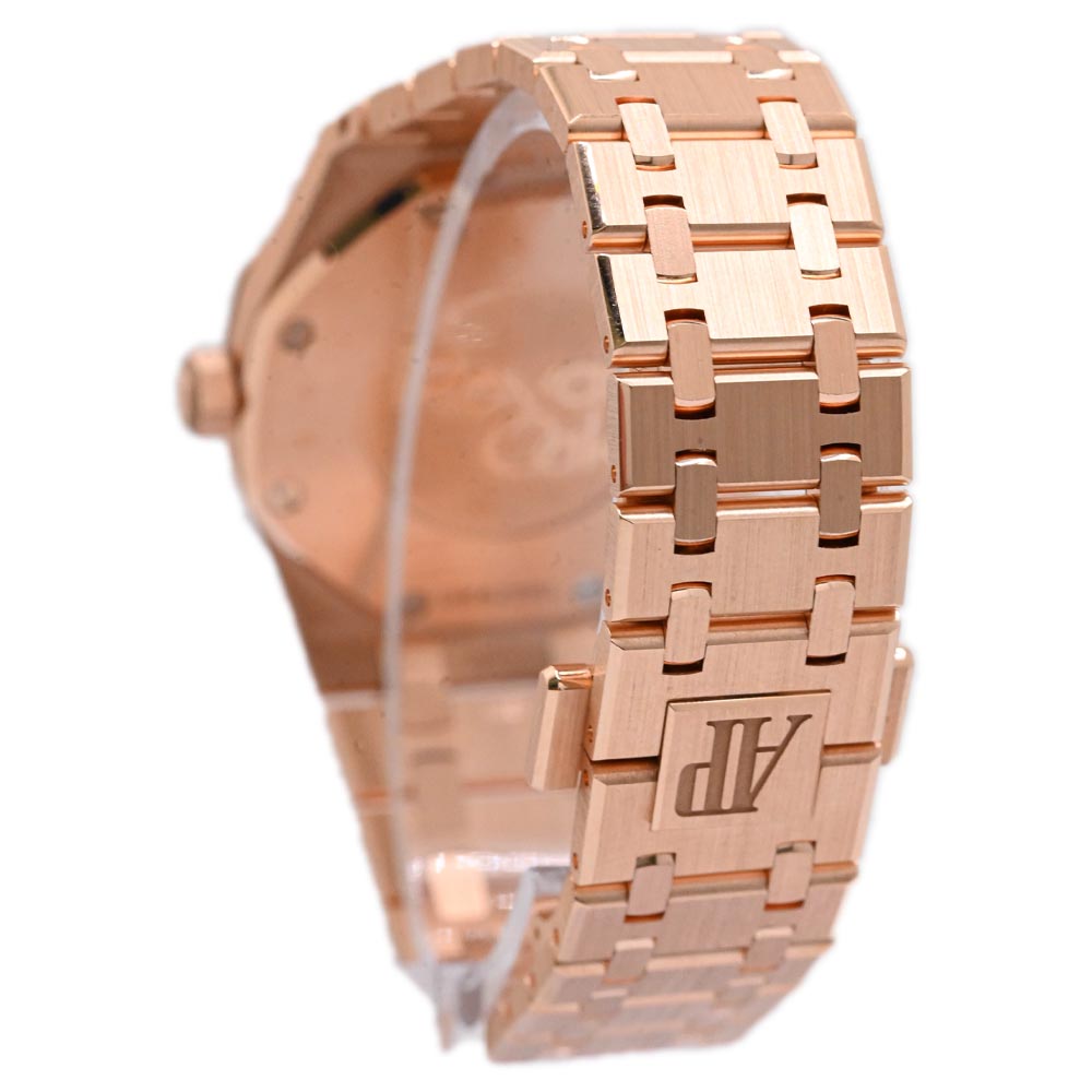 Audemars Piguet Ladies Royal Oak Quartz 18K Pink Gold 33mm Blue "Grande Tapisserie" Dial Watch Ref# 67651OR.ZZ.1261OR.02 - Happy Jewelers Fine Jewelry Lifetime Warranty