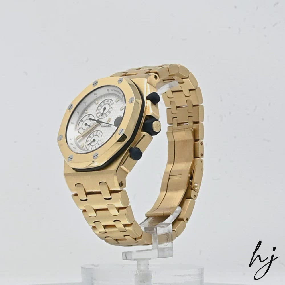 Audemars Piguet Men's Royal Oak Offshore 18K Yellow Gold 42mm White Stick Dial Watch Ref# 25721BA.O.1000BA.01