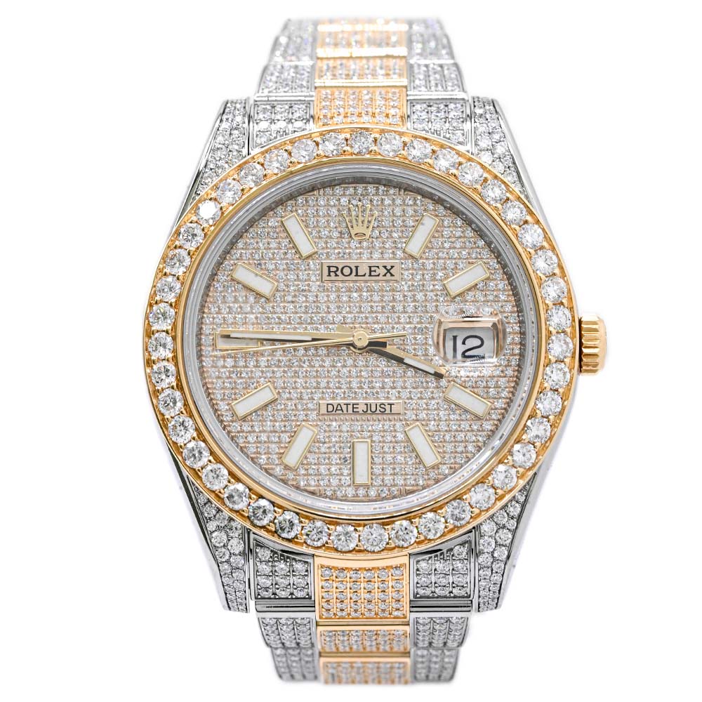 Iced Out Rolex Oyster Perpetual Datejust Two Tone Price Rolex