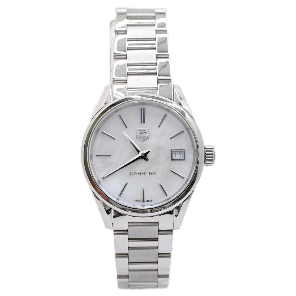 Tag Heuer Ladies Carrera Stainless Steel 32mm White MOP Stick Dial Watch Ref# WAR1311.BA0778 - Happy Jewelers Fine Jewelry Lifetime Warranty