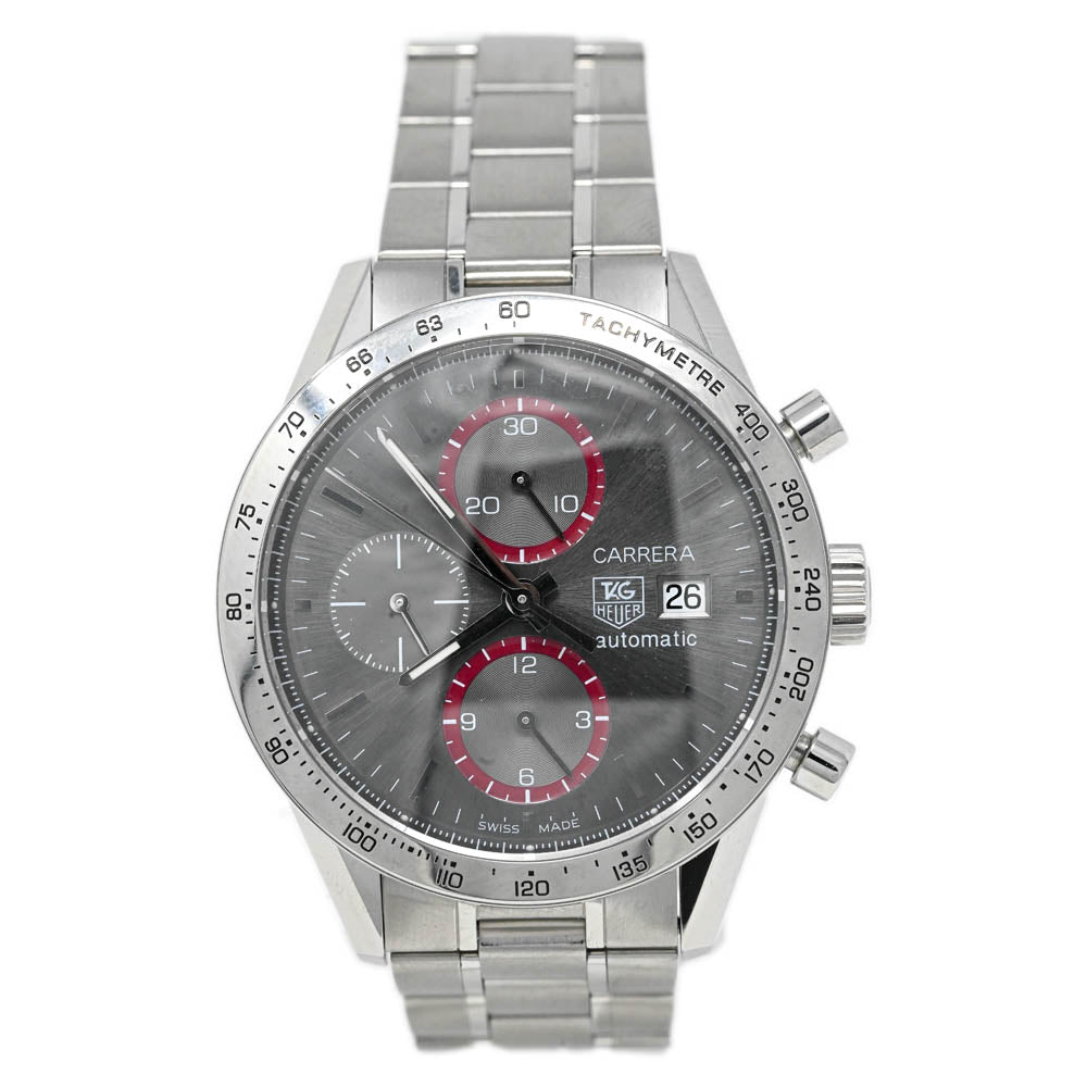 Tag Heuer Men's Carrera Stainless Steel 42mm Grey Chronograph Dial Watch Reference #: CV201AB.BA0794 - Happy Jewelers Fine Jewelry Lifetime Warranty