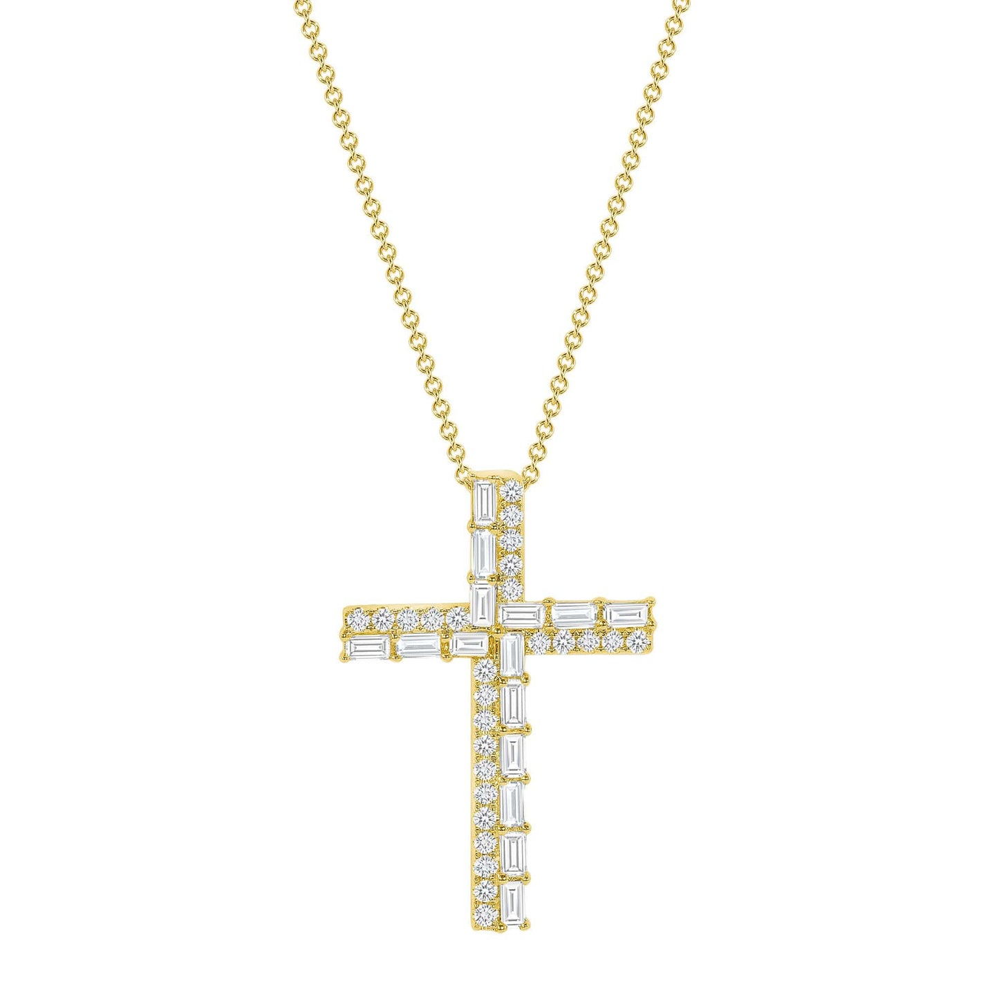 The Diamond Baguette Cross Necklace - Happy Jewelers Fine Jewelry Lifetime Warranty