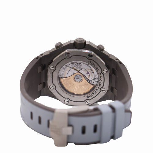 Audemars Piguet Men's Royal Oak Offshore Titanium 42mm Slate Grey "Mega Tapisserie" Chronograph Dial Watch Ref# 26470IO.OO.A006CA.01 - Happy Jewelers Fine Jewelry Lifetime Warranty
