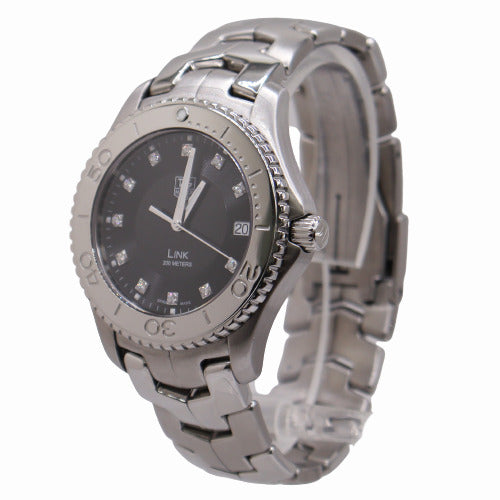 TAG Heuer Men's Link Stainless Steel 39mm Black Diamond Dial Watch Reference #wj1113.ba0575 - Happy Jewelers Fine Jewelry Lifetime Warranty