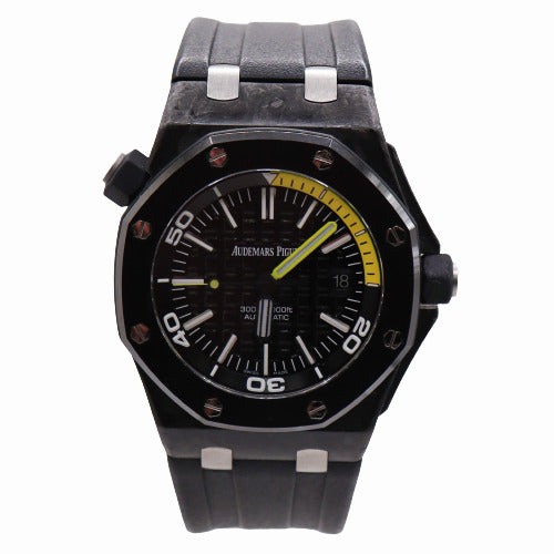 Audemars Piguet Men's Royal Oak Offshore Diver Carbon 42mm Black Stick Dial Watch Reference #15706AU.OO.A002CA.01 - Happy Jewelers Fine Jewelry Lifetime Warranty