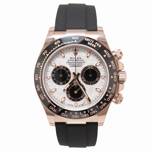 NEW! Rolex Men's Daytona 18k Everose Gold 40mm Meteorite Chronograph Dial Watch Reference #116151LN - Happy Jewelers Fine Jewelry Lifetime Warranty