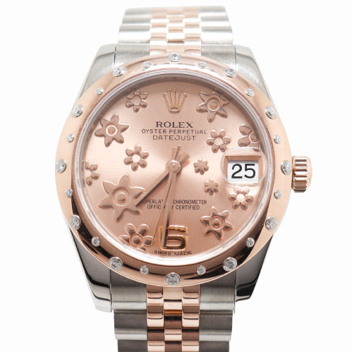 Rolex Ladies Datejust Stainless Steel and Rose Gold 31mm Pink Flower Print Dial Watch Reference# 178341 - Happy Jewelers Fine Jewelry Lifetime Warranty