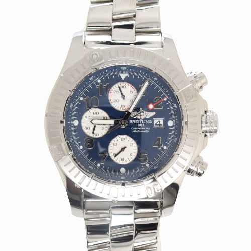 Breitling Mens Super Avenger Stainless Steel 48mm Dark Blue Chronograph Dial Watch Reference# A13370 - Happy Jewelers Fine Jewelry Lifetime Warranty