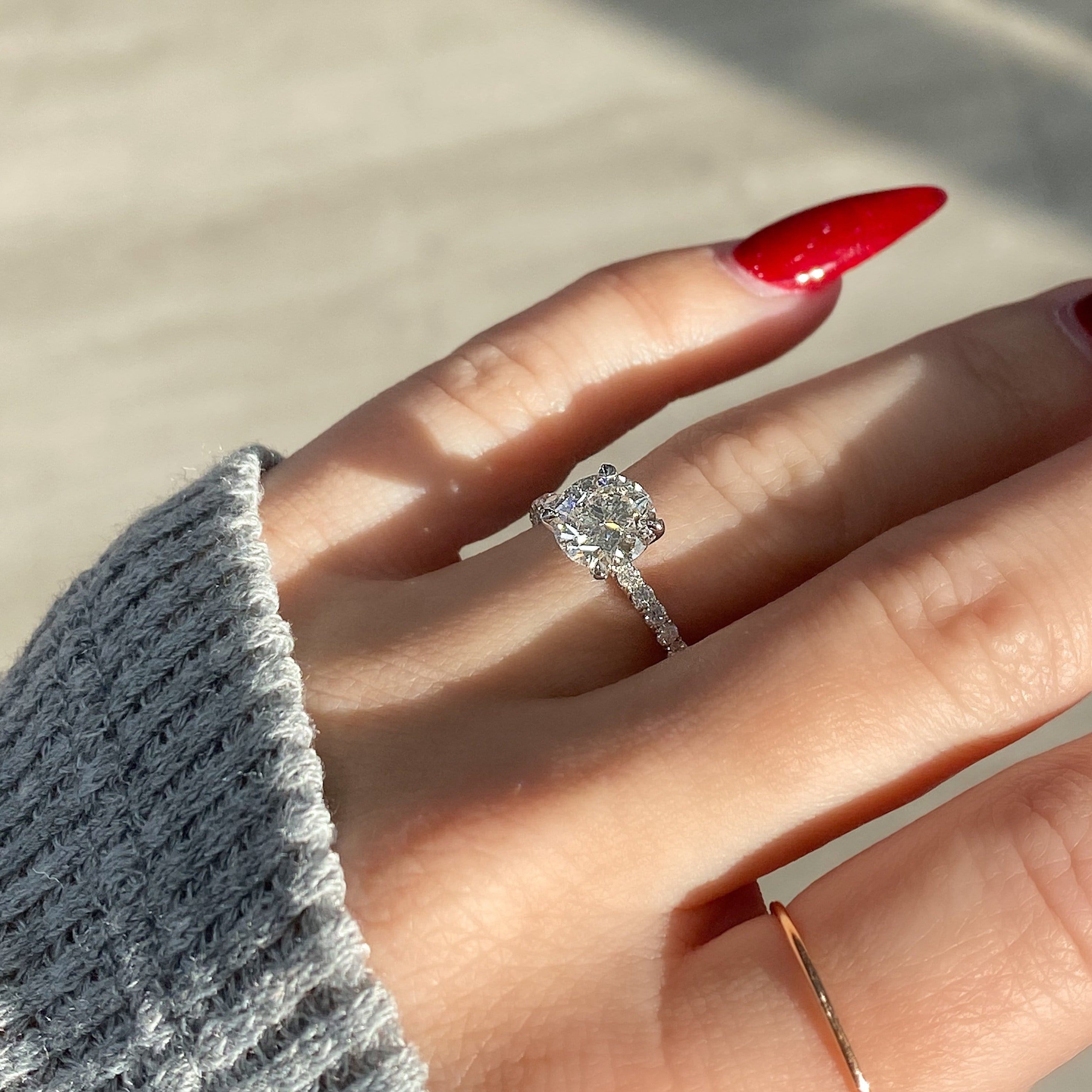 Carat Round Cut Carat Solitaire Diamond Ring On Hand Carat Round