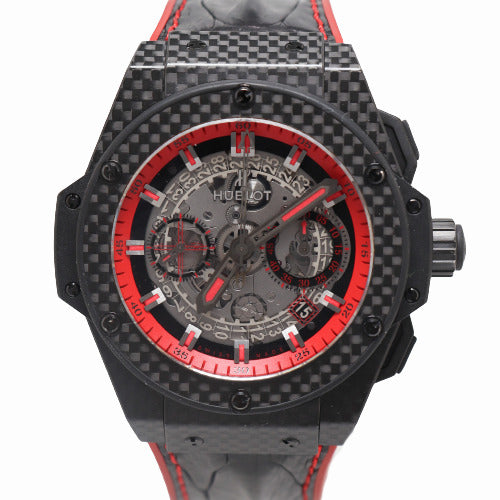 Hublot Men's Big Bang King Power Unico Carbon 48mm Red Skeleton Chronograph Dial Watch Reference# 701.QX.0113.HR - Happy Jewelers Fine Jewelry Lifetime Warranty