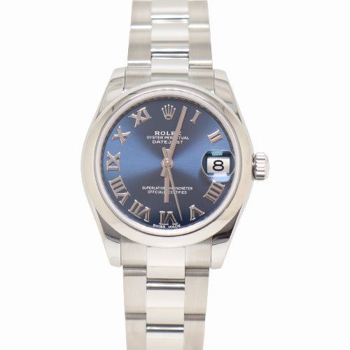 Rolex Datejust 31mm Stainless Steel 31mm Blue Roman Dial Watch Reference# 178240 - Happy Jewelers Fine Jewelry Lifetime Warranty