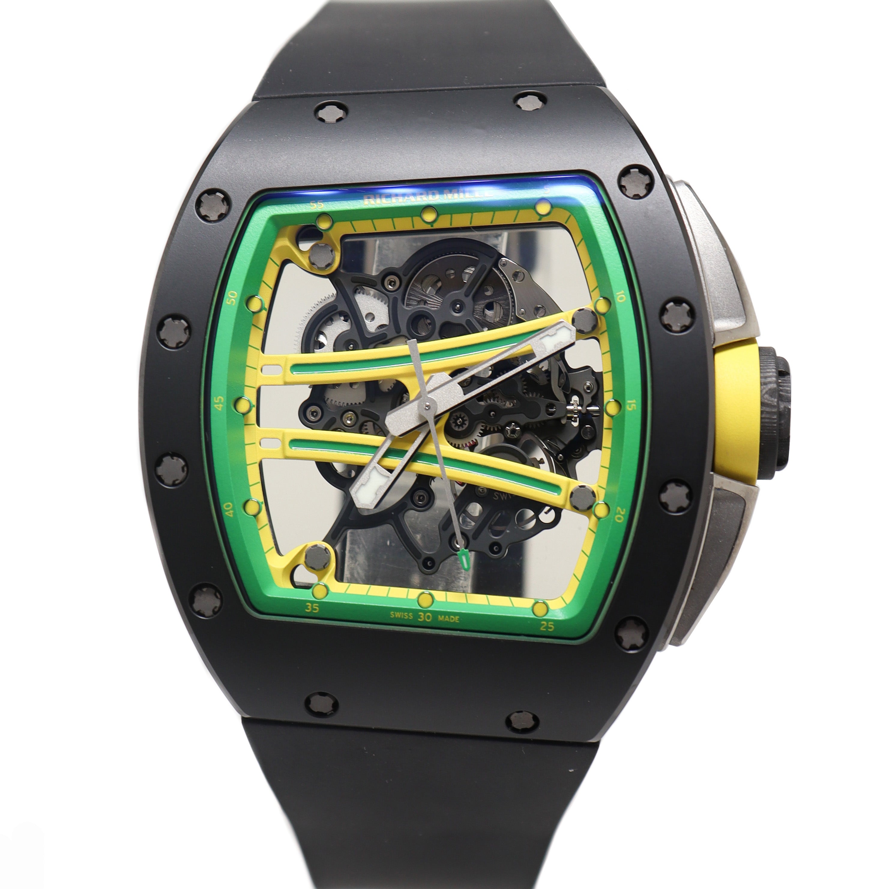 Men's Richard Mille 61-01 "Yohan Blake" Carbon TPT 50.23x42.7mm Skeleton Dial Watch Reference# RM61-01 - Happy Jewelers Fine Jewelry Lifetime Warranty
