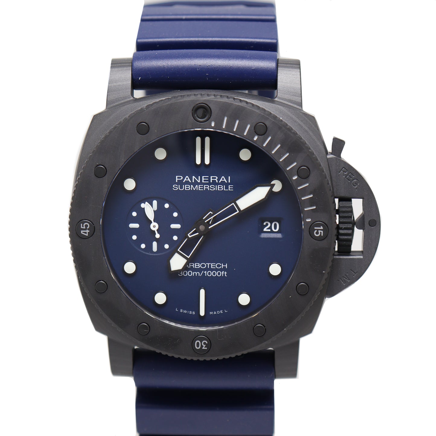 Panerai Submersible Carbotech 44mm Blue Dot Dial Watch Reference# PAM01232 - Happy Jewelers Fine Jewelry Lifetime Warranty