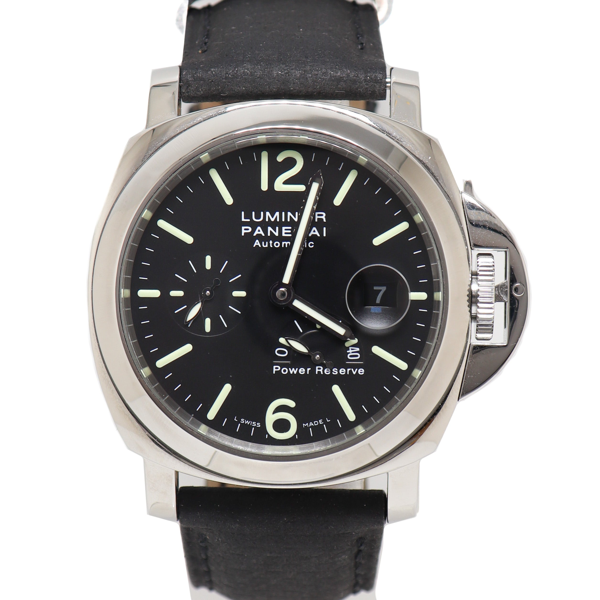 Panerai Mens Luminor Stainless Steel Black Stick Dial Watch Reference# PAM00090 - Happy Jewelers Fine Jewelry Lifetime Warranty