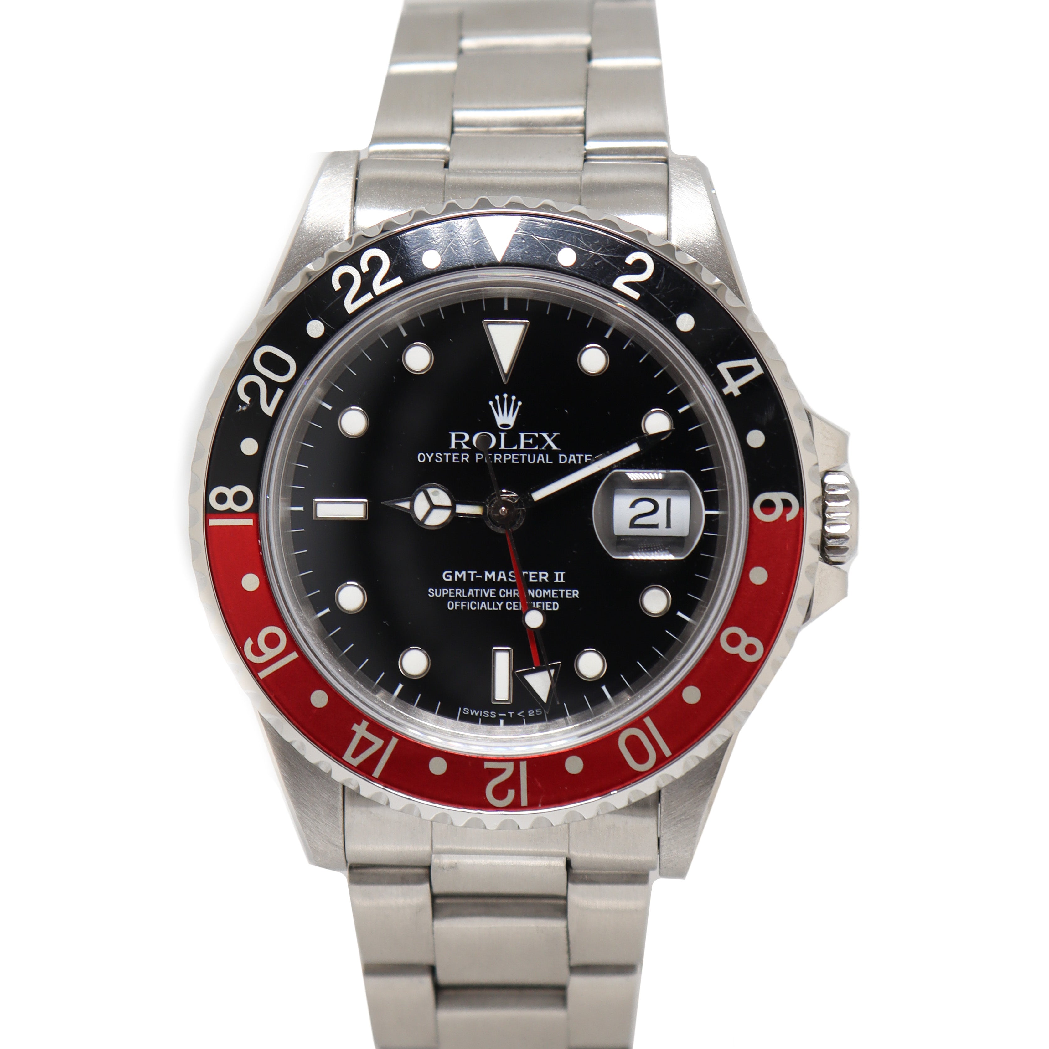 Rolex Men's GMT Master II Stainless Steel 40mm Black Dot Dial Watch Reference# 16710 - Happy Jewelers Fine Jewelry Lifetime Warranty