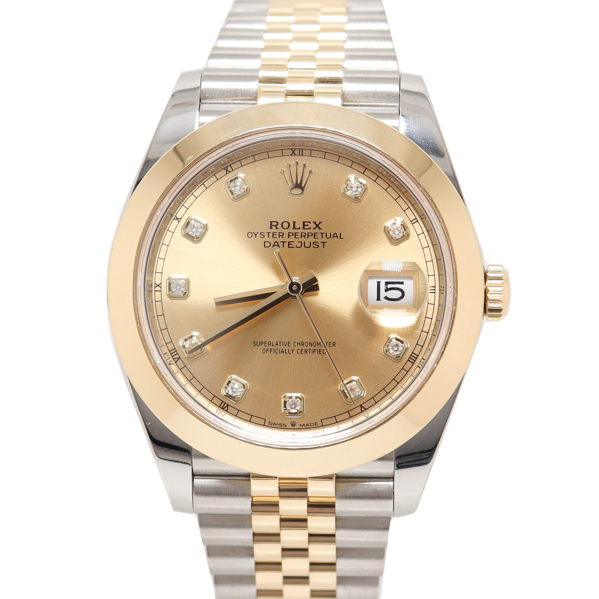 Rolex Mens Datejust Stainless Steel & Yellow Gold 41mm Champagne Diamond Dial Watch Reference# 126303 - Happy Jewelers Fine Jewelry Lifetime Warranty