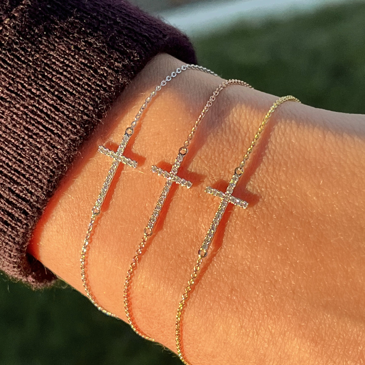 Sideways Diamond Cross Bracelet – Happy Jewelers