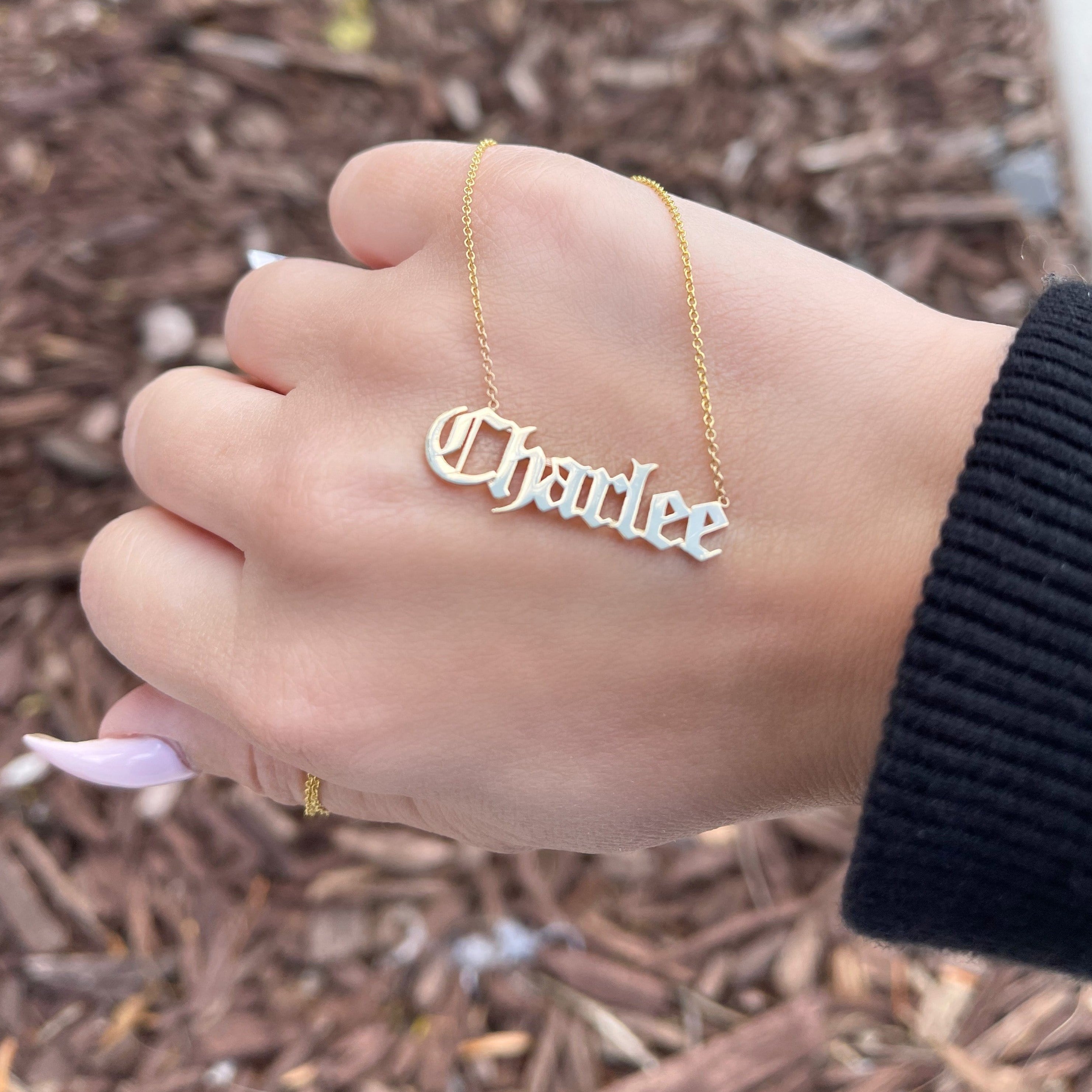 Old English Name Necklace - Happy Jewelers Fine Jewelry Lifetime Warranty