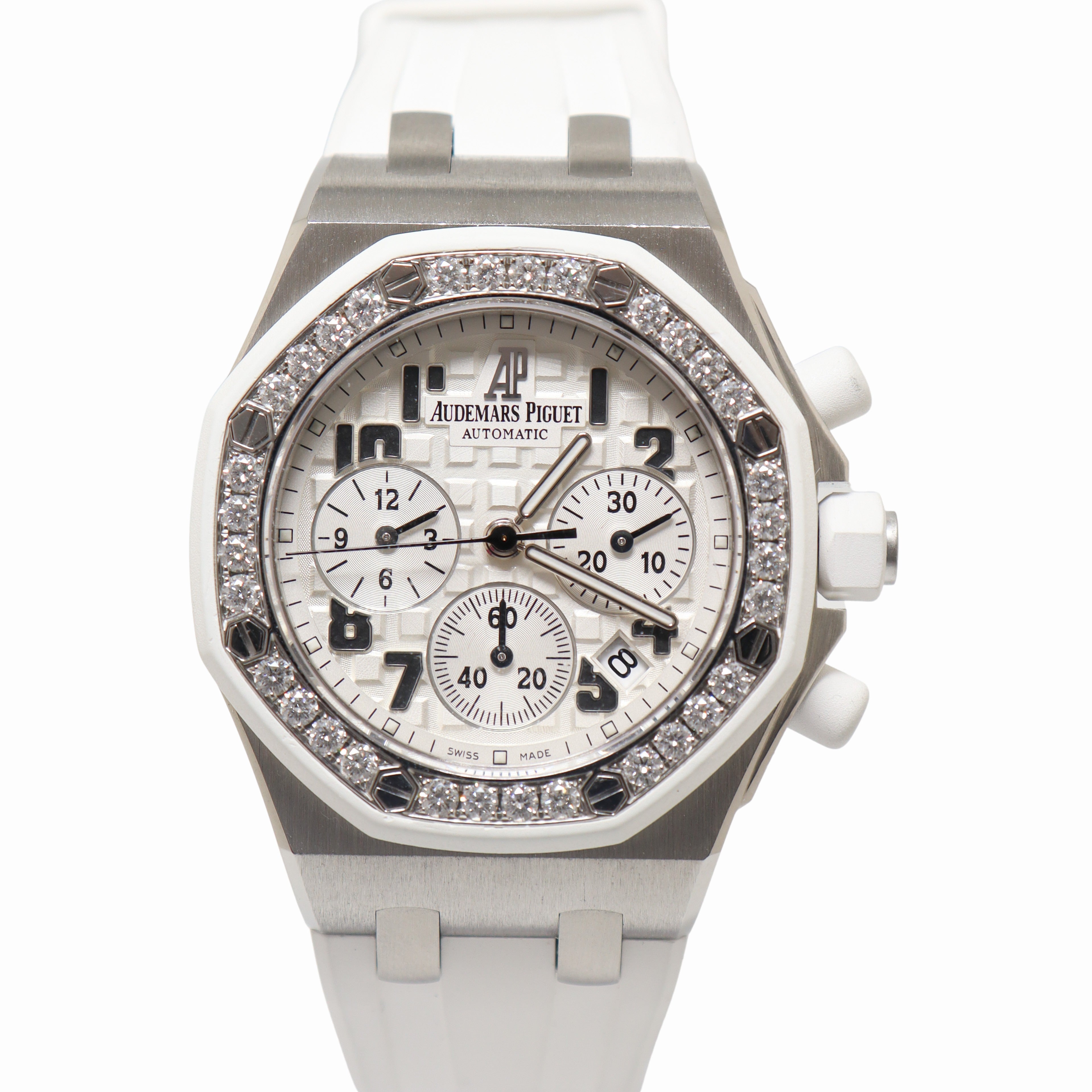 Audemars Piguet Royal Oak Offshore 37mm White Chonograph Dial Watch Reference# 26048SK.ZZ.D010CA.01 - Happy Jewelers Fine Jewelry Lifetime Warranty