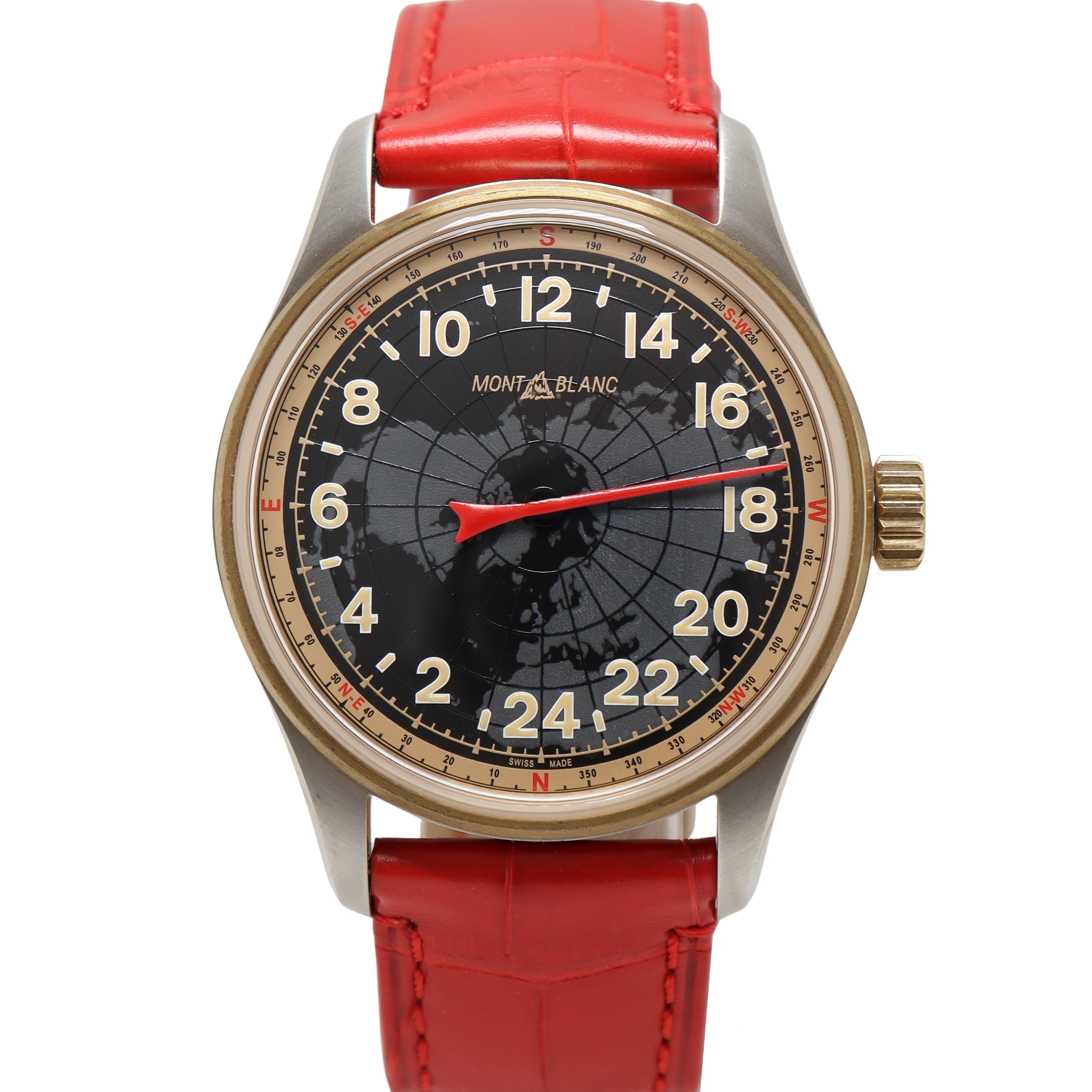 Montblanc 1858 Automatic 24H Stainless Steel 42mm Black Northern Hemisphere Dial Watch Reference# 126007 - Happy Jewelers Fine Jewelry Lifetime Warranty