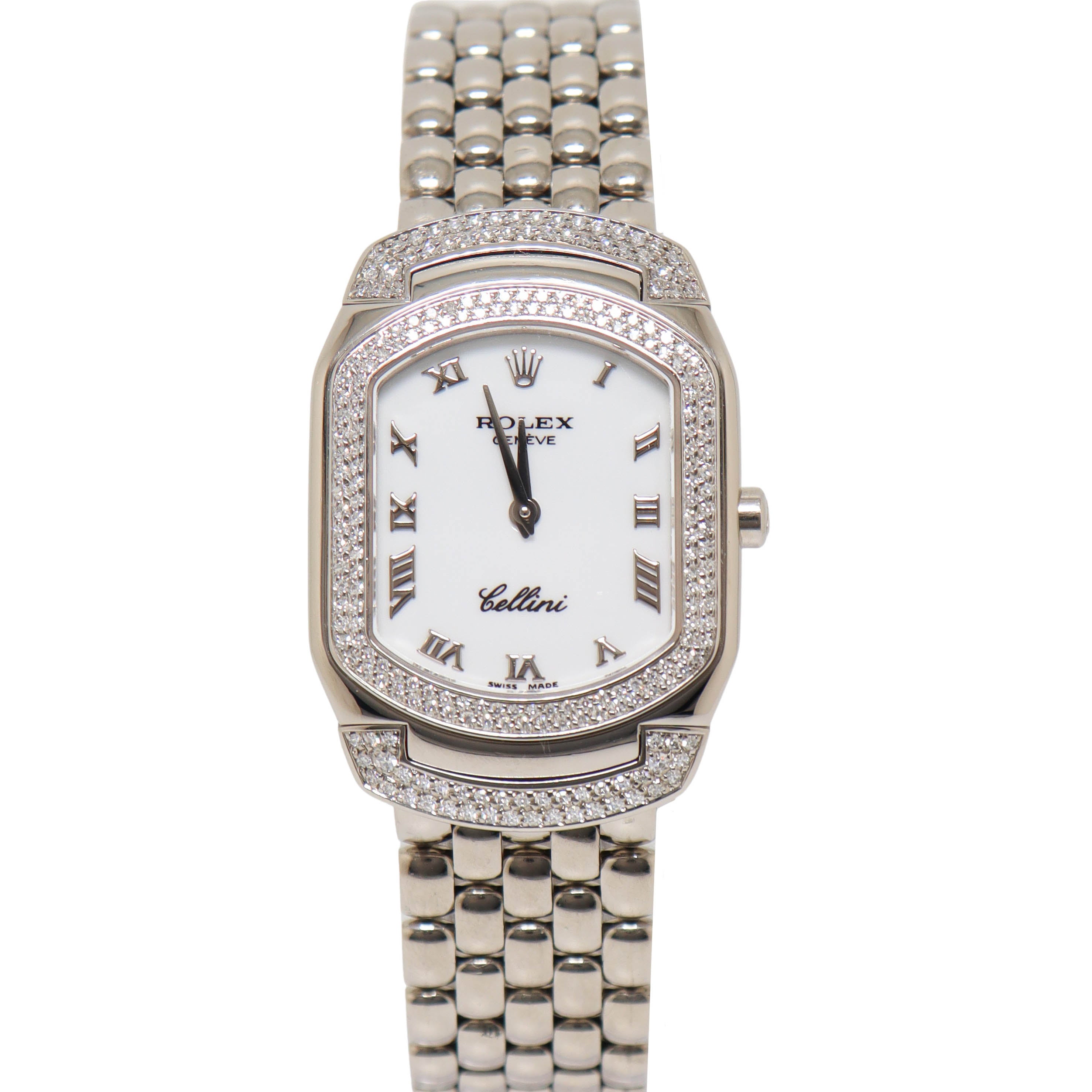 Rolex Cellini White Gold 35 mm x 25 mm White Roman Dial Watch Reference# 6693/9 - Happy Jewelers Fine Jewelry Lifetime Warranty