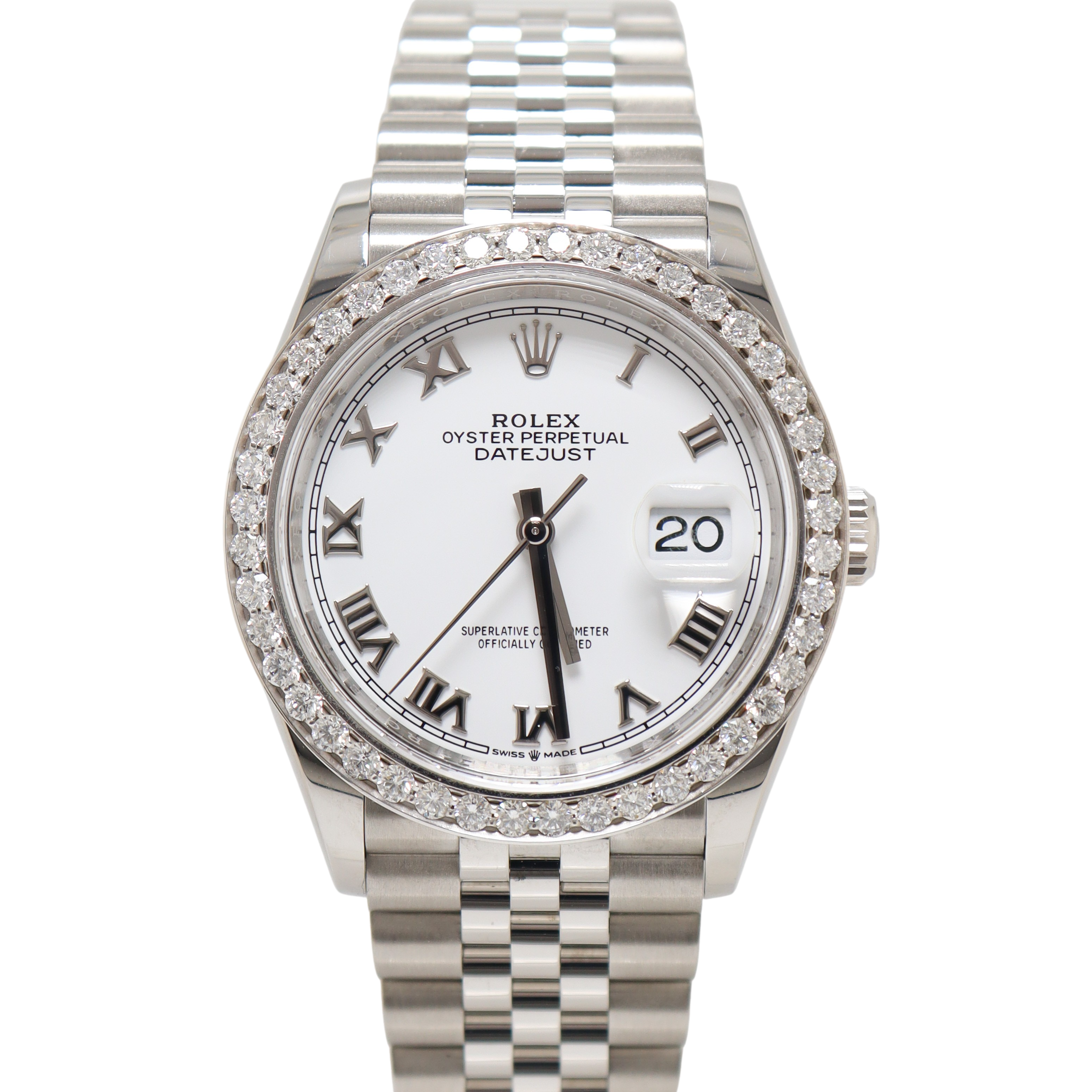 Rolex Datejust Stainless Steel 36mm White Roman Numerals Dial Watch Reference#: 126200 - Happy Jewelers Fine Jewelry Lifetime Warranty
