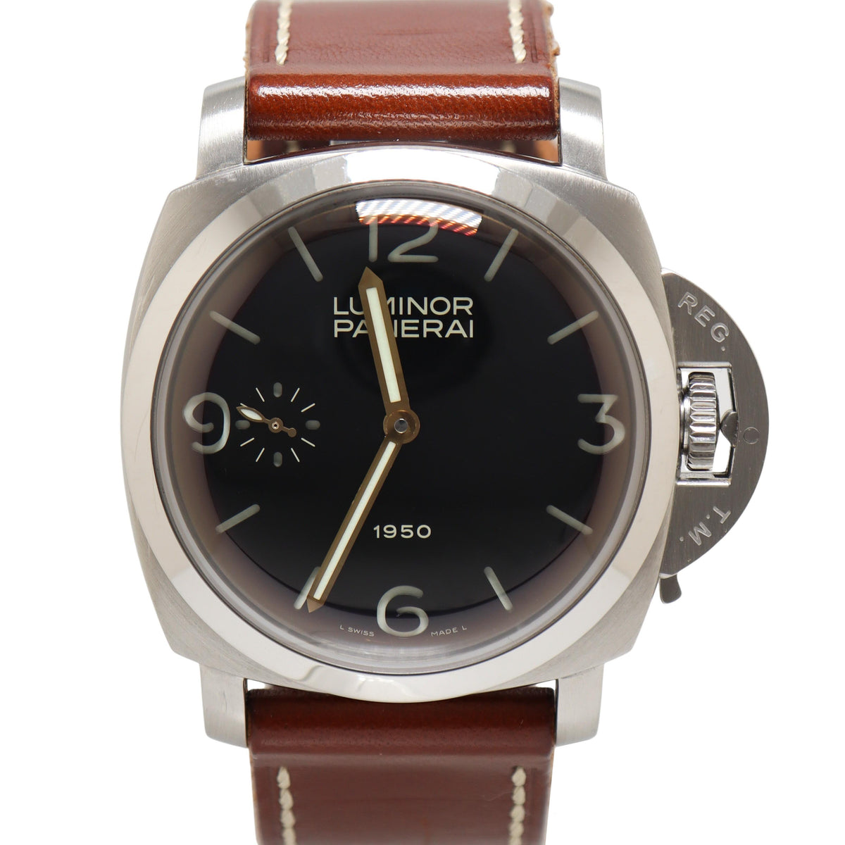 Panerai Luminor 1950 Stainless Steel 47mm Black Roman Stick Dial