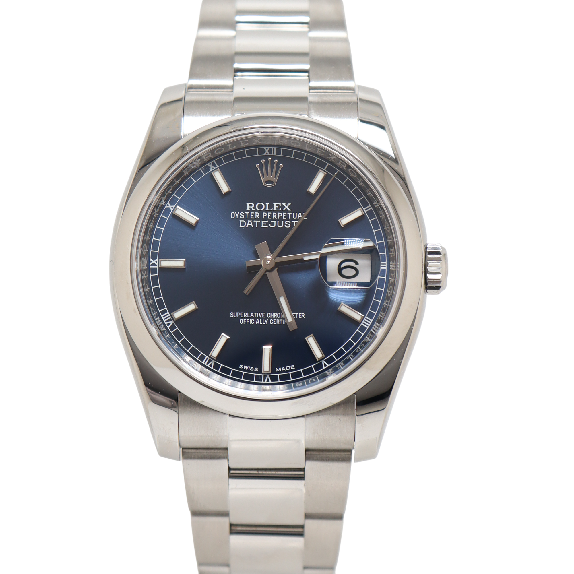 Rolex Datejust Stainless Steel 36mm Blue Stick Dial Watch Reference#: 116200 - Happy Jewelers Fine Jewelry Lifetime Warranty