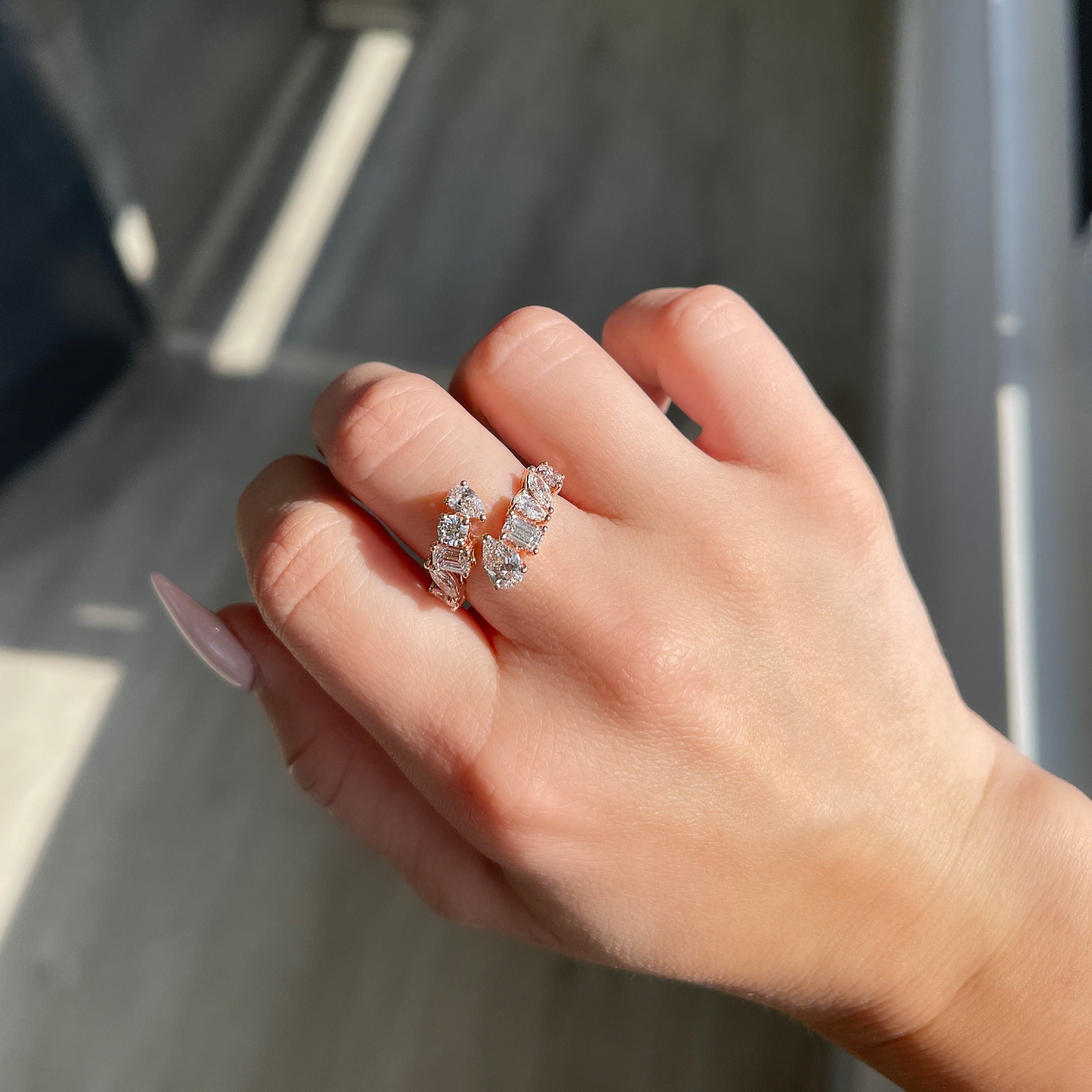 Multi-Diamond Open Ring (Large) - Happy Jewelers Fine Jewelry Lifetime Warranty