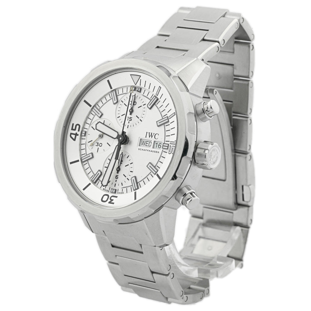 IWC Men's Aquatimer Chronograph Stainless Steel 44mm White Stick Dial Watch Reference #: IW376802 - Happy Jewelers Fine Jewelry Lifetime Warranty