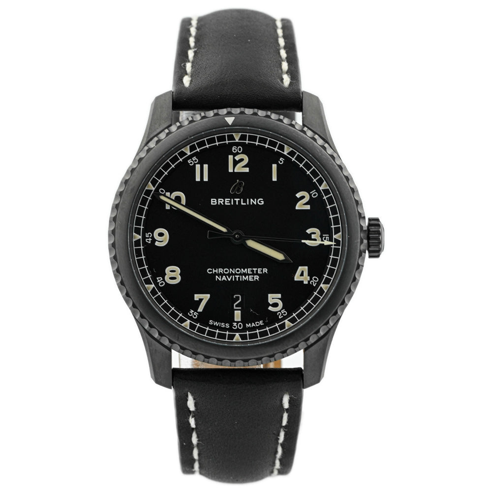 Breitling Men's Navitimer 8 Automatic 41 DLC-Coated Stainless Steel 41mm Black Arabic Dial Watch Reference #: M17314101B1X1 - Happy Jewelers Fine Jewelry Lifetime Warranty