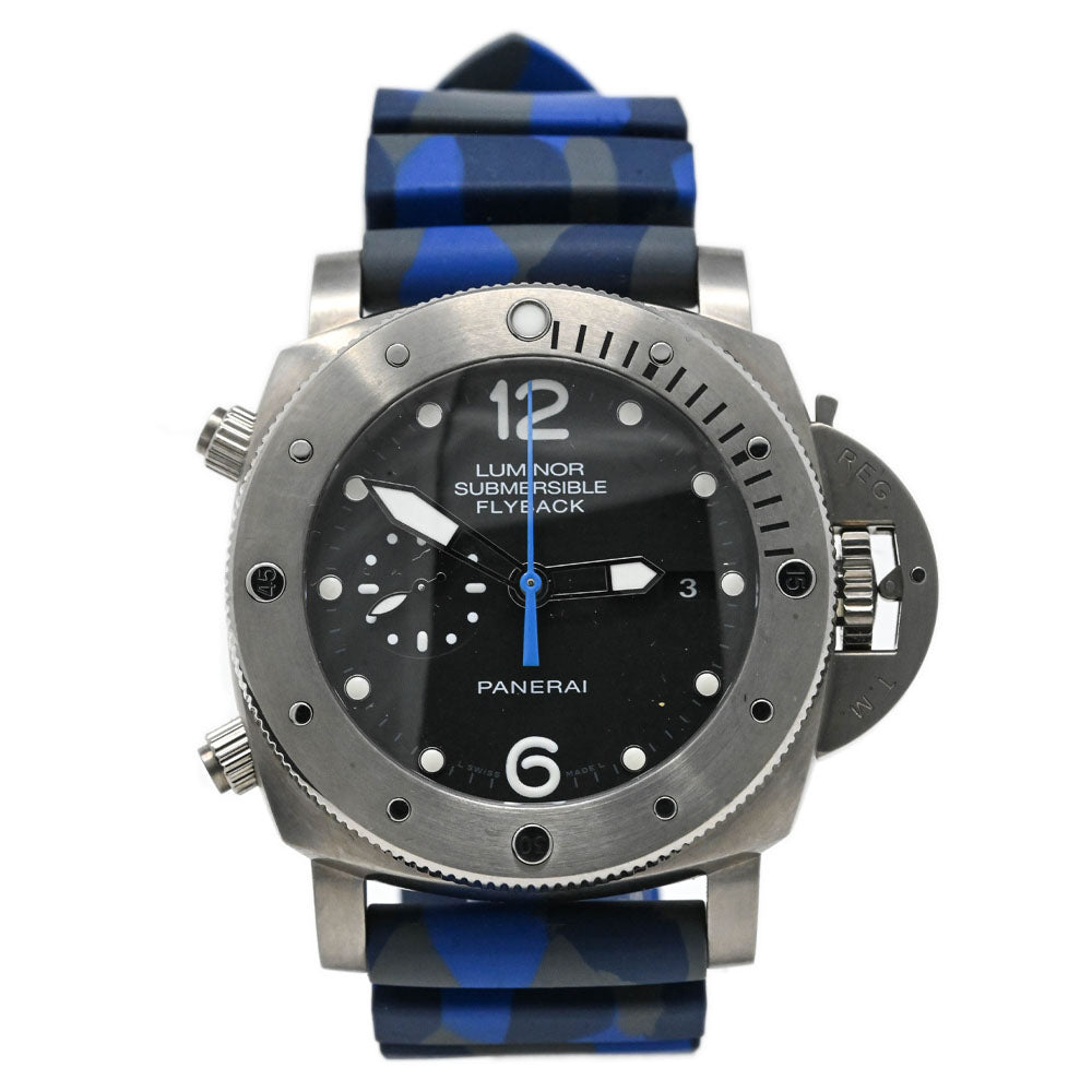 Panerai Men's Submersible Flyback Titanium 47mm Black Dial Watch Reference #: PAM00614 - Happy Jewelers Fine Jewelry Lifetime Warranty