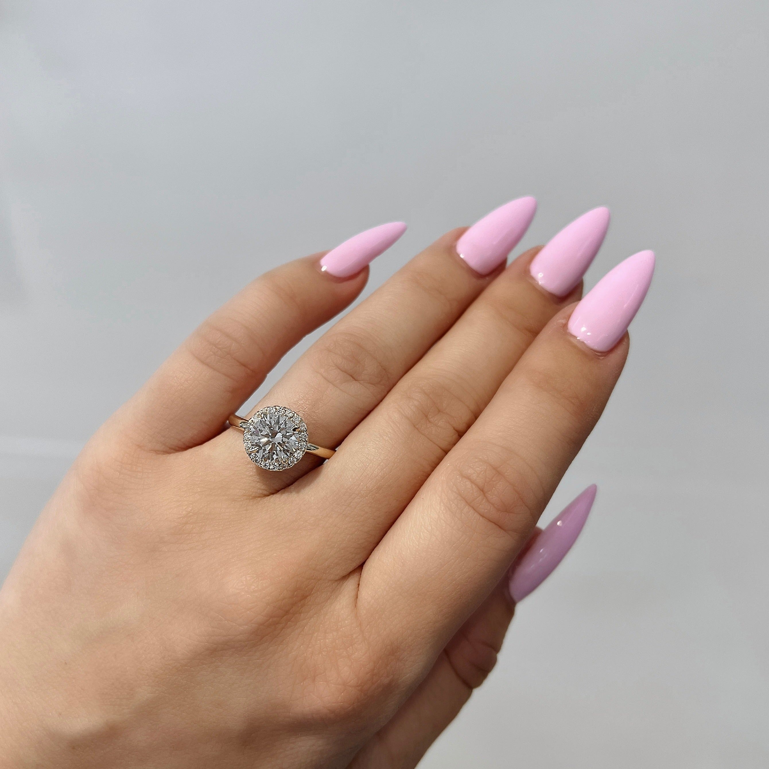 1.70 Carat Round Lab Created Solitaire Engagement Ring with Halo - Happy Jewelers Fine Jewelry Lifetime Warranty