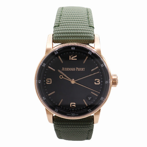 Audemars Piguet Men's Rose Gold Code 11.59 41mm Black Dial Watch Ref #15210OR.OO.A001VE.01 - Happy Jewelers Fine Jewelry Lifetime Warranty